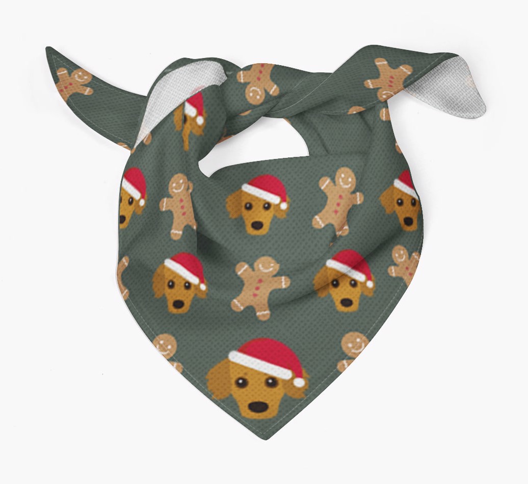 Gingerbread : Personalised {breedFullName} Christmas Bandana - Tied bandana