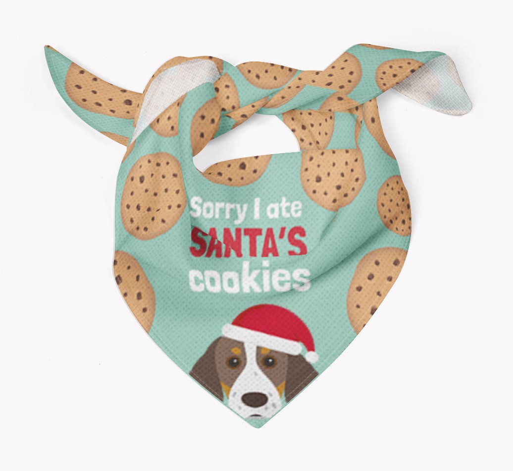 I Ate Santa's Cookies : Personalized {breedFullName} Christmas Bandana - Tied bandana