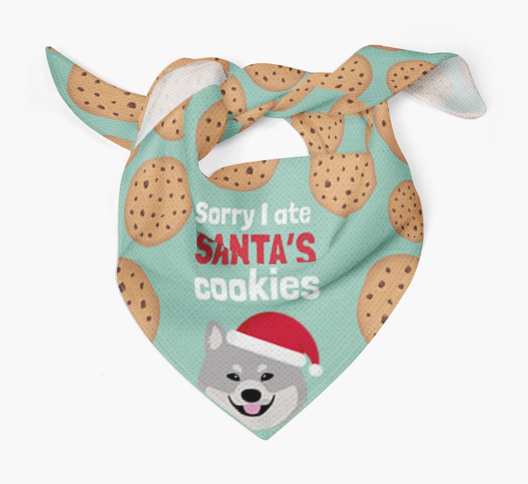 I Ate Santa's Cookies : Personalized {breedFullName} Christmas Bandana - Tied bandana