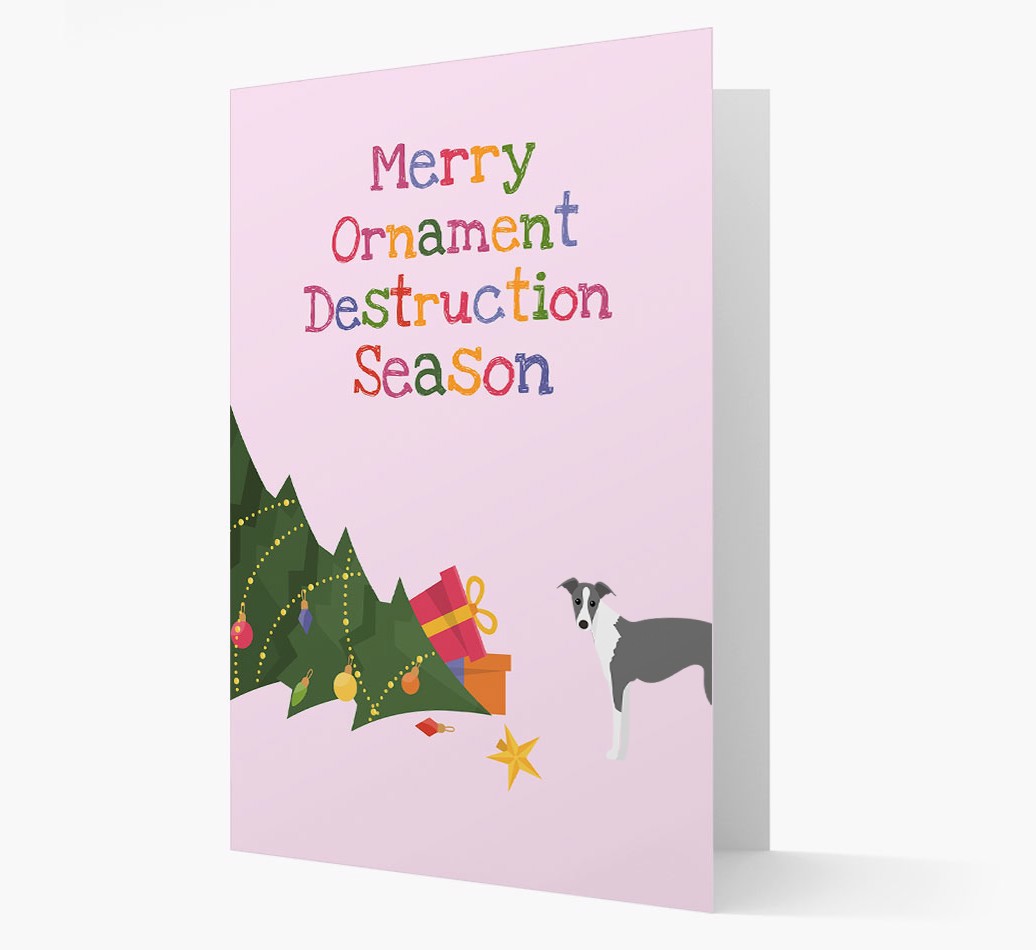 'Merry Ornament Destruction Season' - Personalized {breedFullName} Card- front