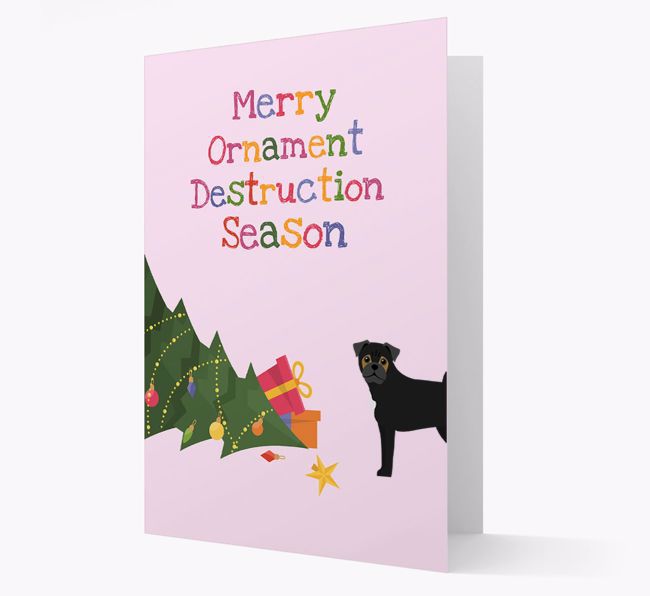 'Merry Ornament Destruction Season' Christmas Card with {breedCommonName} Icon