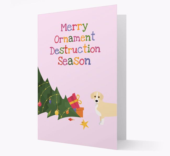 'Merry Ornament Destruction Season' Christmas Card with {breedCommonName} Icon