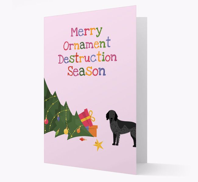 'Merry Ornament Destruction Season' Christmas Card with {breedCommonName} Icon