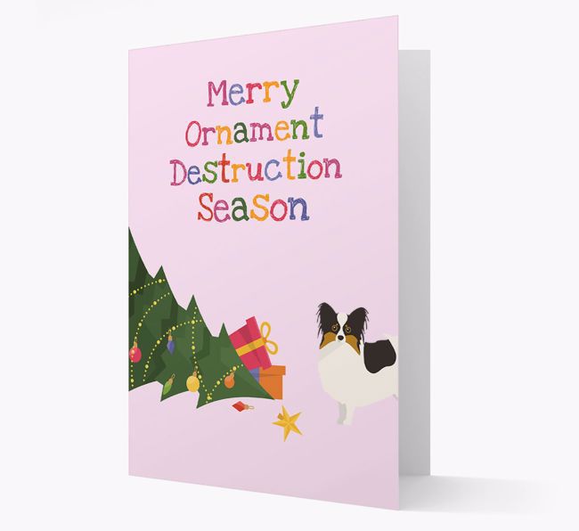 'Merry Ornament Destruction Season' Christmas Card with {breedCommonName} Icon