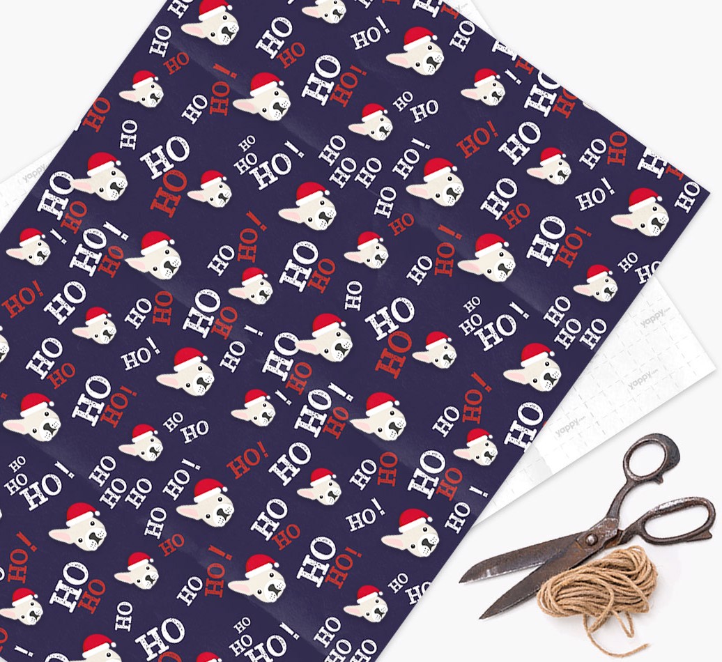 Ho! Ho! Ho!: Personalized {breedFullName} Wrapping Paper - flat