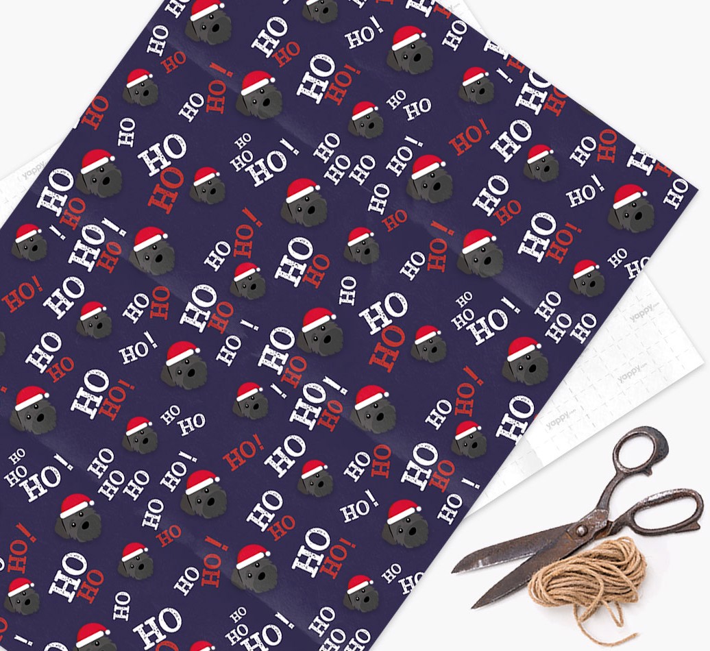 Ho! Ho! Ho!: Personalized {breedFullName} Wrapping Paper - flat