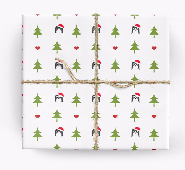 'Christmas Tree' Wrapping Paper with your {breedFullName} Icon Pattern