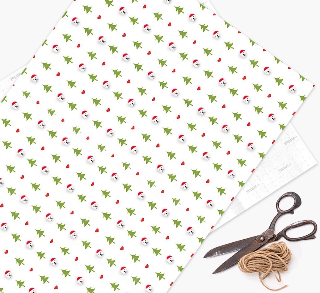 'Christmas Tree' - Personalized {breedFullName} Wrapping Paper - flat