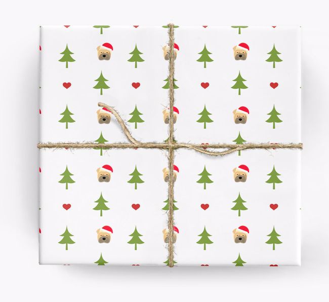 'Christmas Tree' Wrapping Paper with your {breedFullName} Icon Pattern