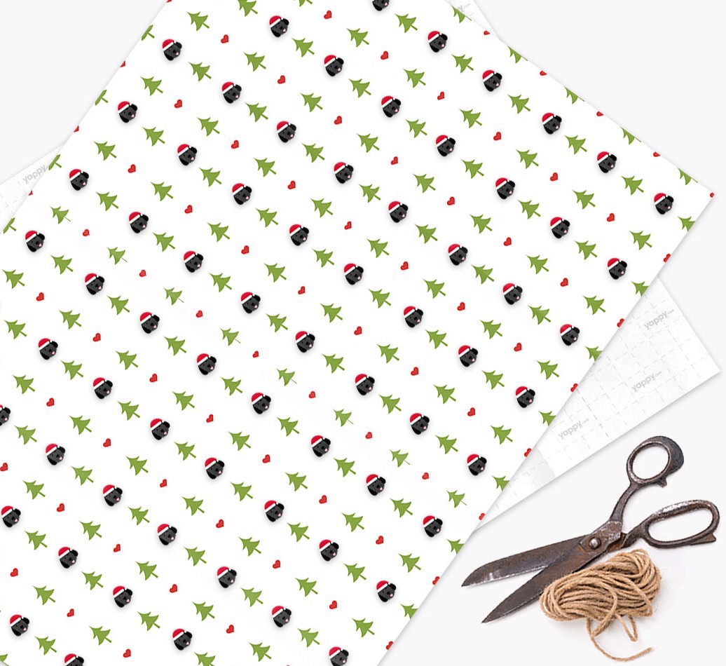 'Christmas Tree' - Personalised {breedFullName} Wrapping Paper - flat