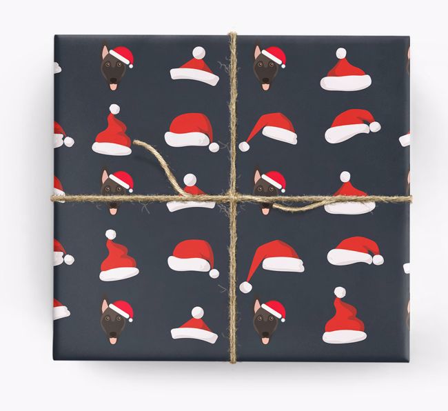 'Santa Hat' Wrapping Paper with your {breedFullName} Icon Pattern