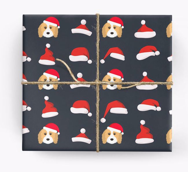 'Santa Hat' Wrapping Paper with your {breedFullName} Icon Pattern