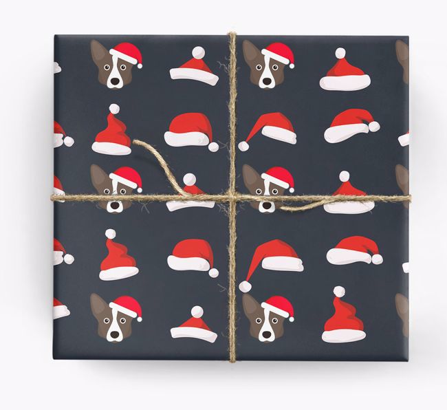 'Santa Hat' Wrapping Paper with your {breedFullName} Icon Pattern