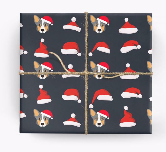 'Santa Hat' Wrapping Paper with your {breedFullName} Icon Pattern