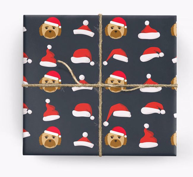 'Santa Hat' Wrapping Paper with your {breedFullName} Icon Pattern