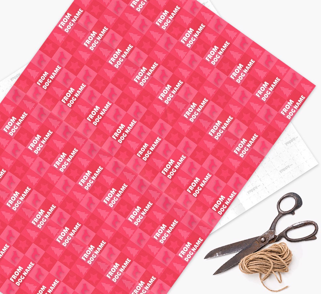 'Square Tiles' - Personalised Christmas Wrapping Paper from Your {breedFullName} - flat