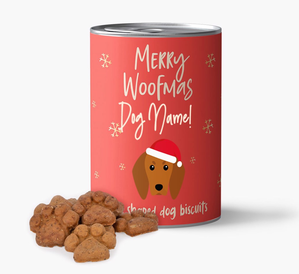 Personalised Merry Woofmas Pressitin With Paw Shaped {breedShortName} Biscuits