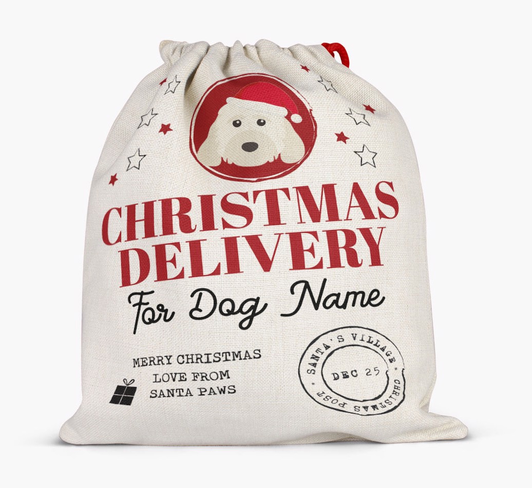 'Christmas Delivery' - Personalised {breedCommonName} Santa Sack - Full