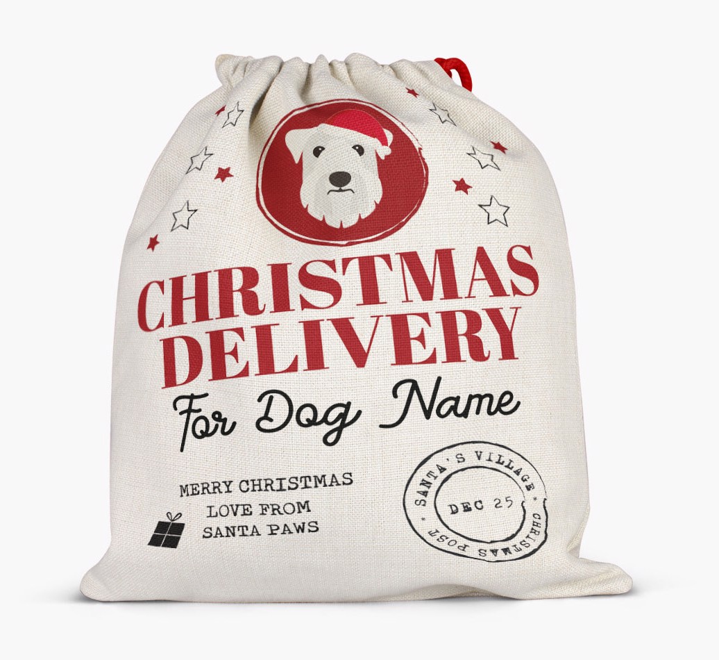 'Christmas Delivery' - Personalised {breedCommonName} Santa Sack - Full