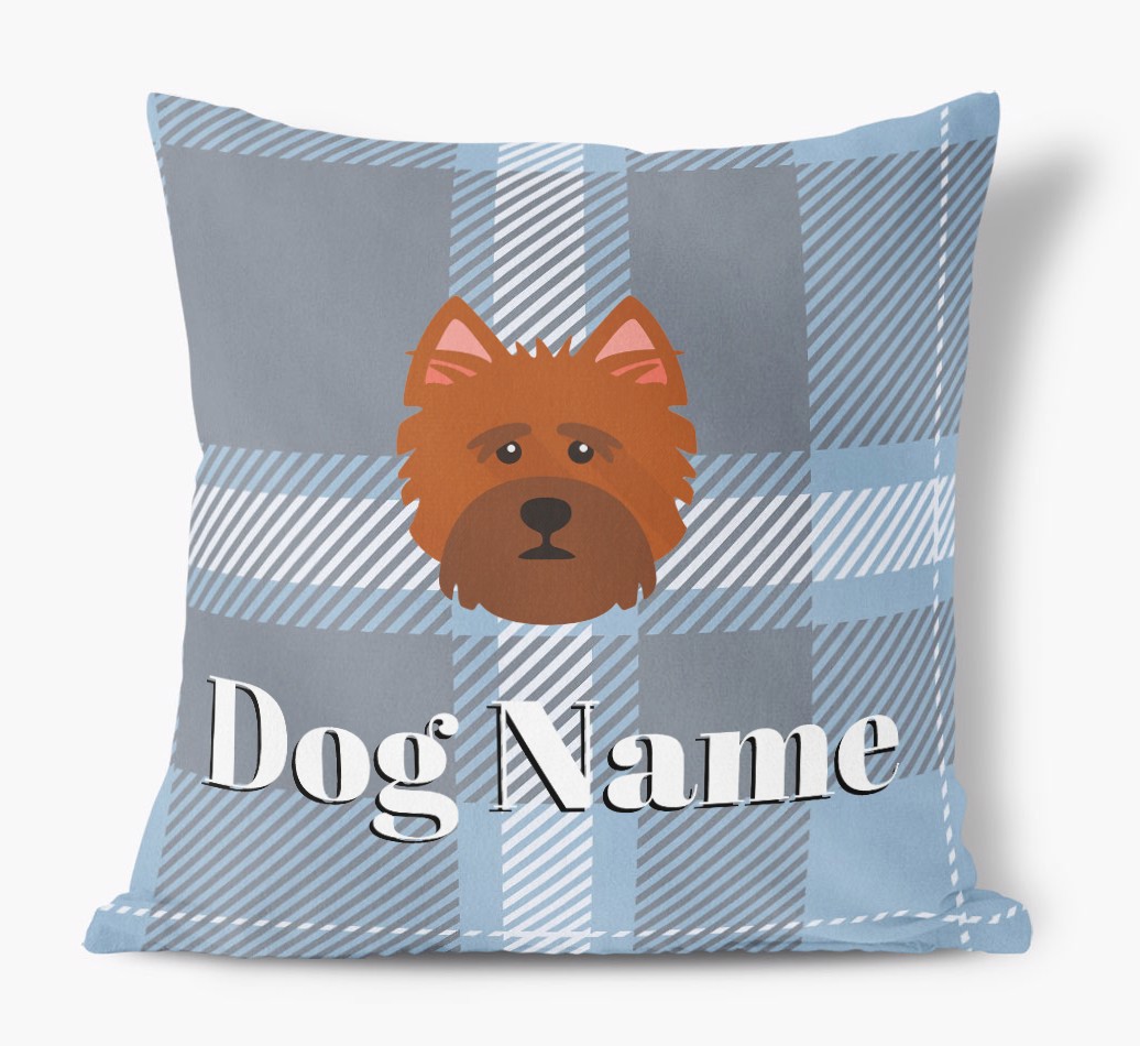 Tartan Pattern: Personalised {breedFullName} Soft Touch Cushion - front view