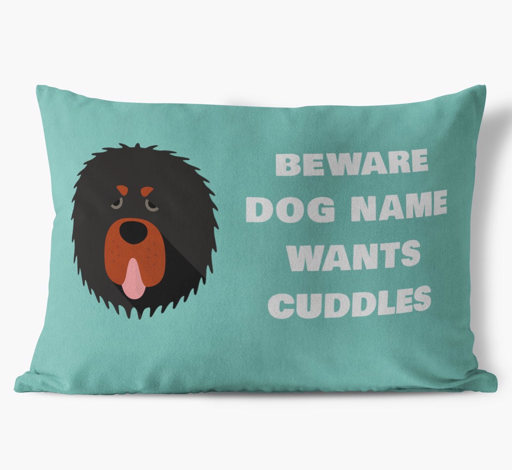 Beware of Cuddles: Personalised {breedFullName} Soft Touch Cushion front view
