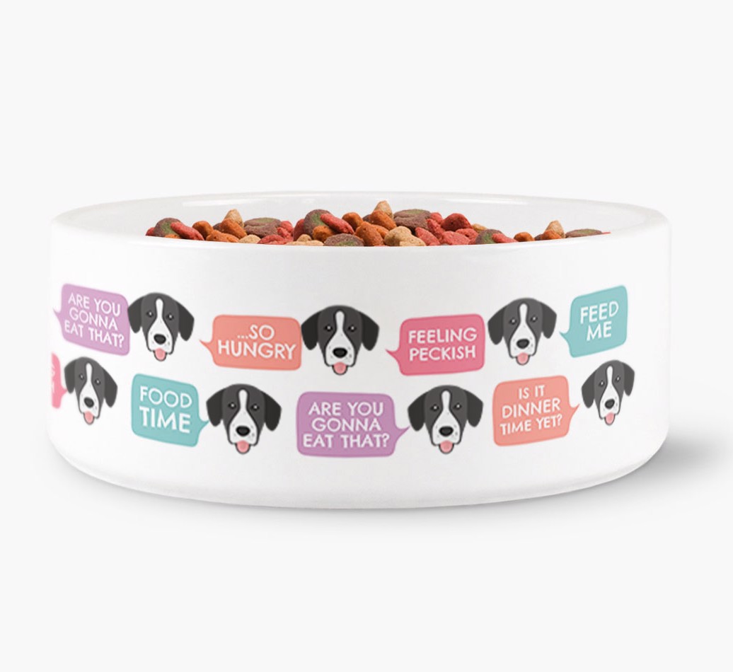 'Speech Bubble Dog Bowl for your {breedFullName} front view