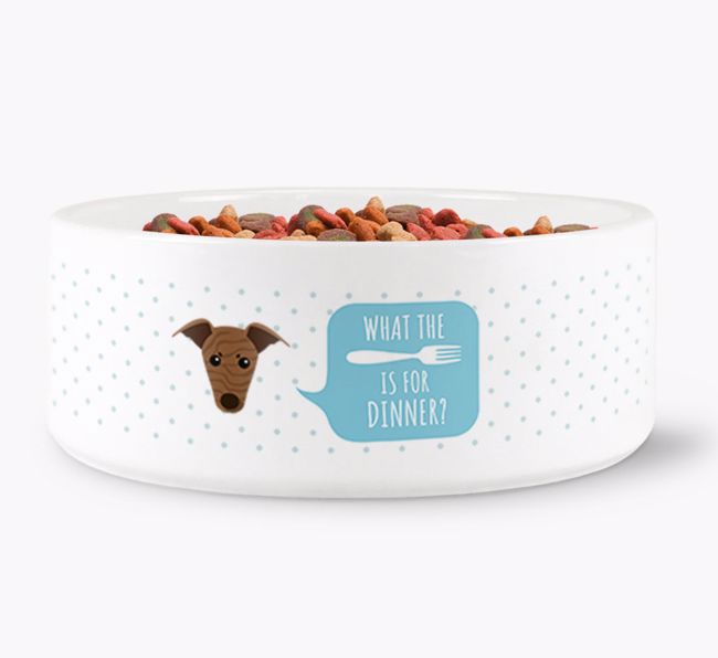 'What's for dinner?' Dog Bowl for your {breedFullName}