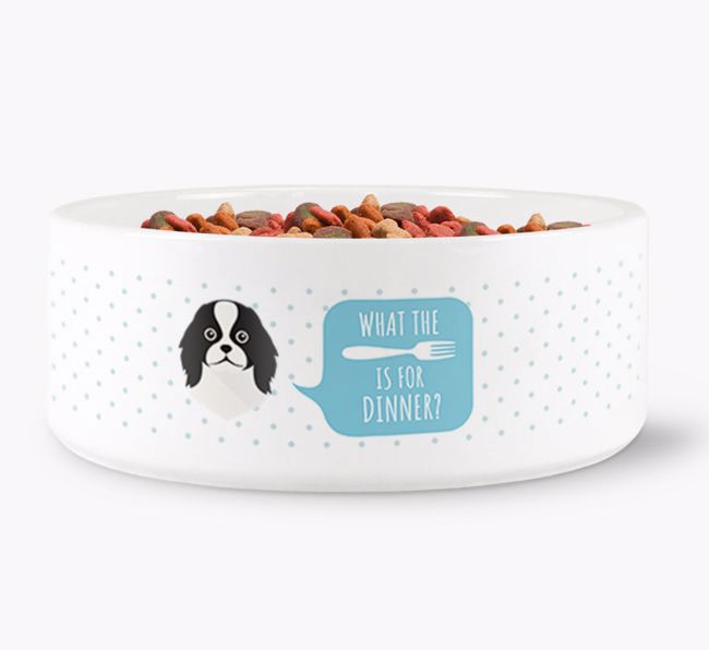 'What's for dinner?' Dog Bowl for your {breedFullName}