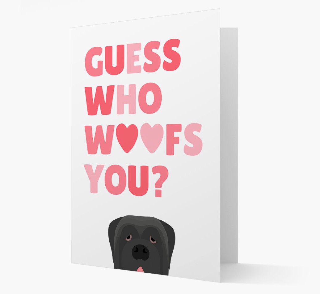 'Guess Who Woofs You?' - Personalised {breedFullName} Card- front