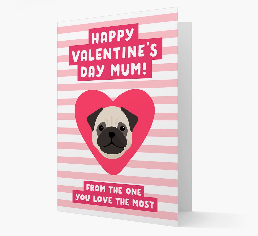 'Happy Valentine's Day Mum' - Personalised {breedFullName} Card- front