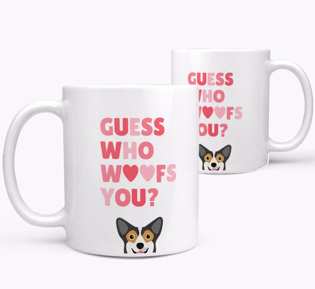 'Guess Who Woofs You' Mug With {breedFullName} Icon