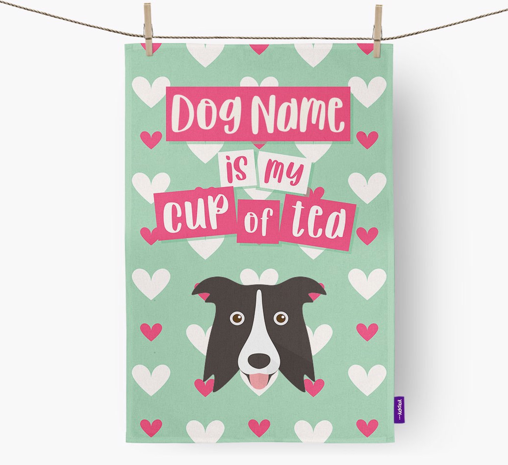 '{dogsName} Is My Cup Of Tea' Tea Towel with {breedFullName} Icon