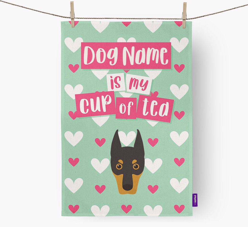 '{dogsName} Is My Cup Of Tea' Tea Towel with {breedFullName} Icon