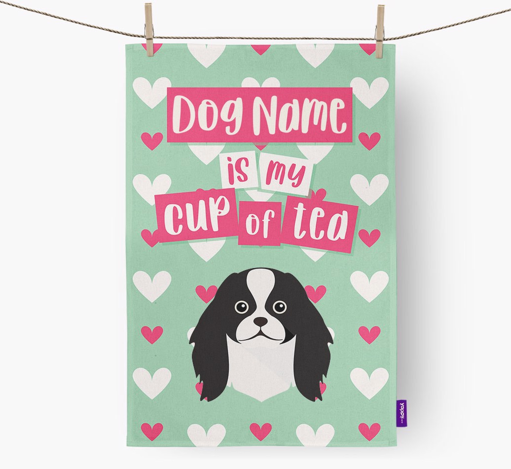 '{dogsName} Is My Cup Of Tea' Tea Towel with {breedFullName} Icon