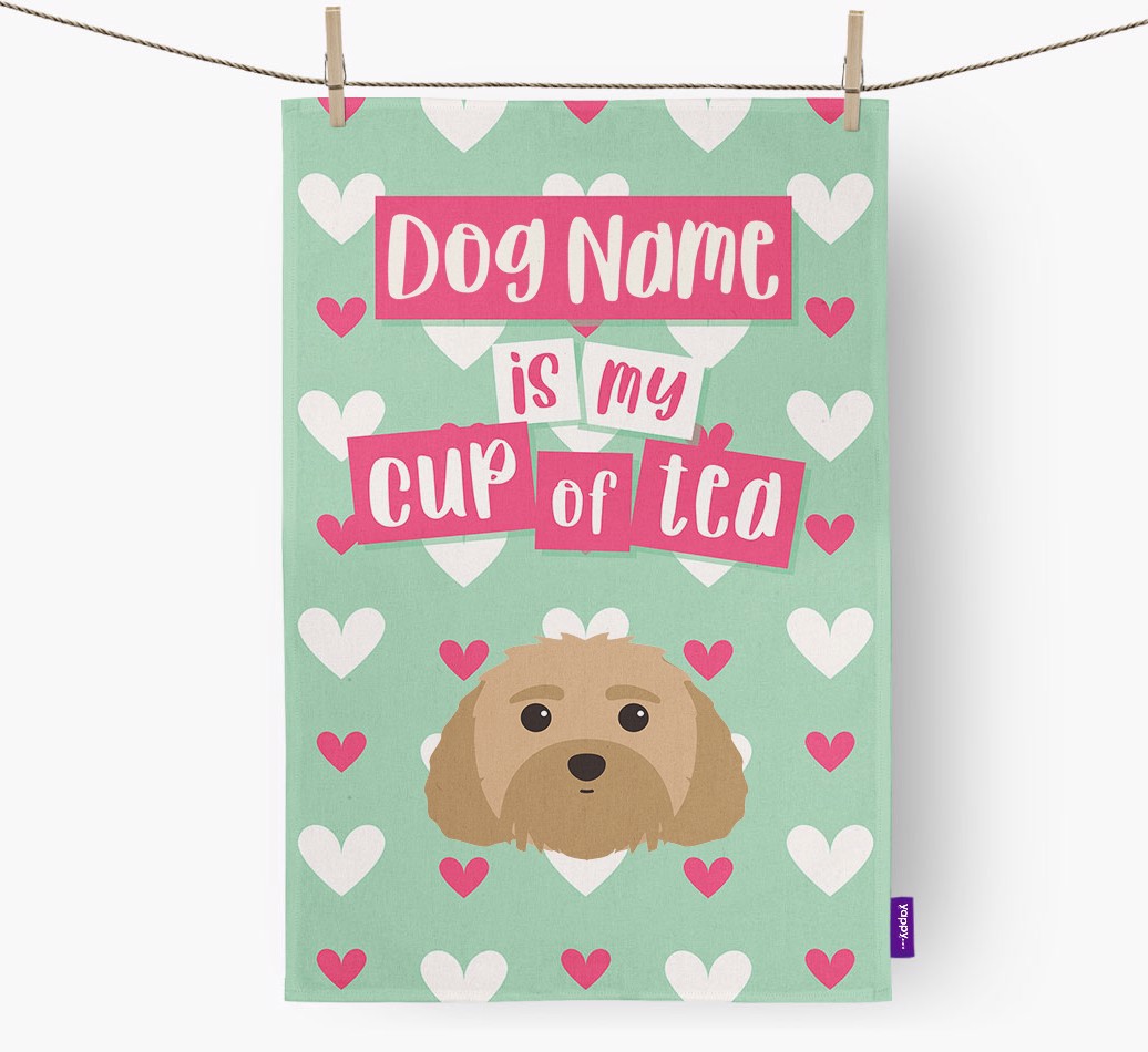 '{dogsName} Is My Cup Of Tea' Tea Towel with {breedFullName} Icon