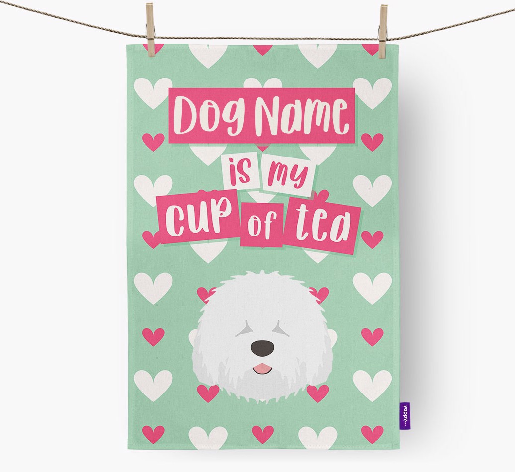 '{dogsName} Is My Cup Of Tea' Tea Towel with {breedFullName} Icon