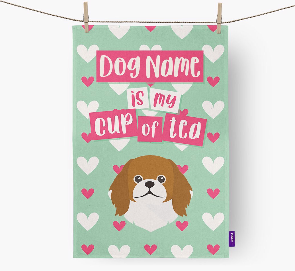 '{dogsName} Is My Cup Of Tea' Tea Towel with {breedFullName} Icon