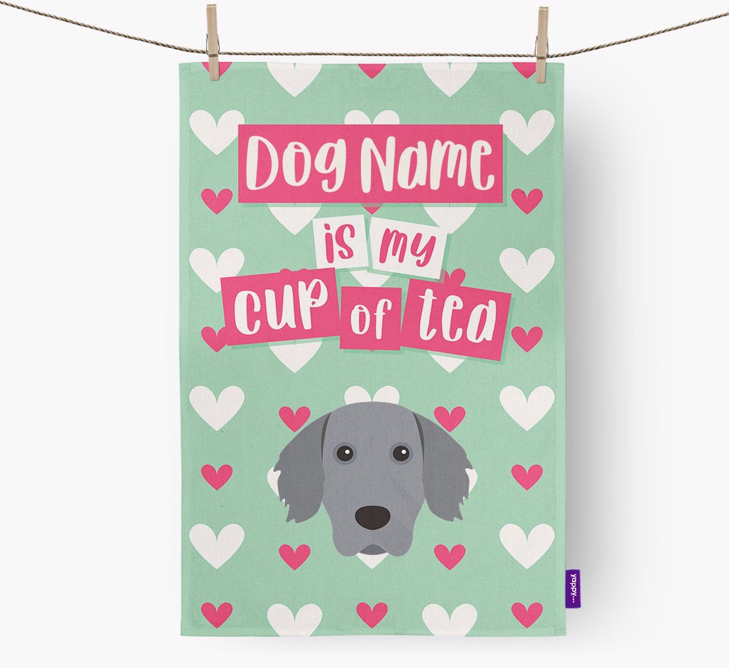 '{dogsName} Is My Cup Of Tea' Tea Towel with {breedFullName} Icon