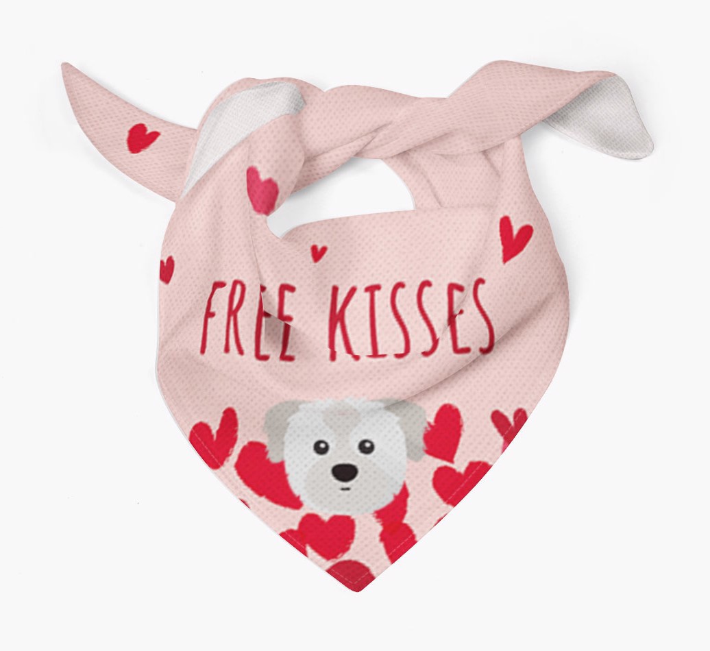 Free Kisses : Personalized {breedFullName} Bandana - Tied bandana