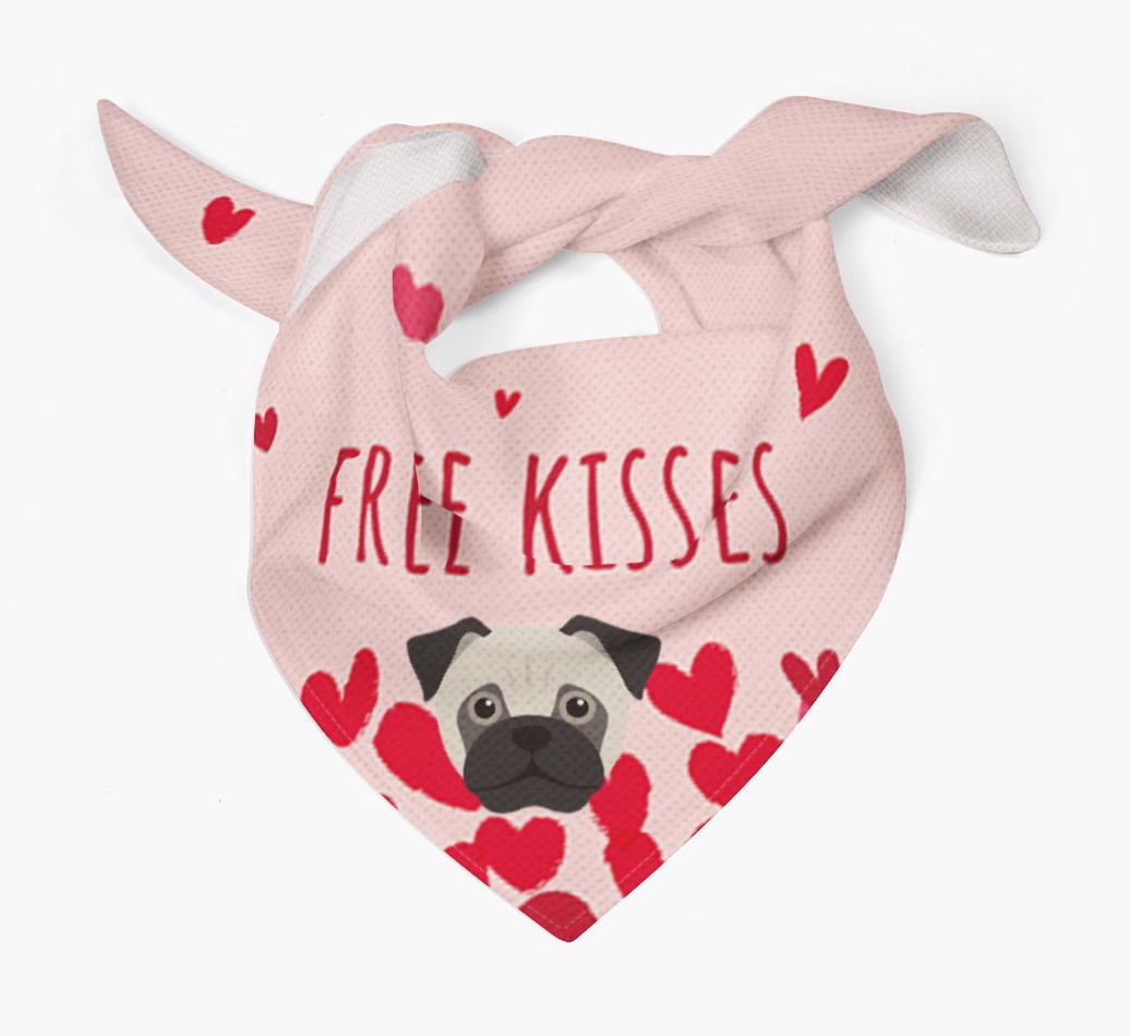 Free Kisses : Personalised {breedFullName} Bandana - Tied bandana