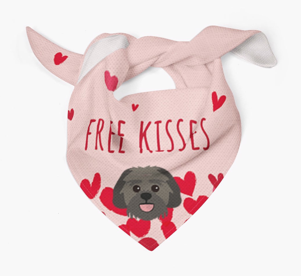 Free Kisses : Personalized {breedFullName} Bandana - Tied bandana