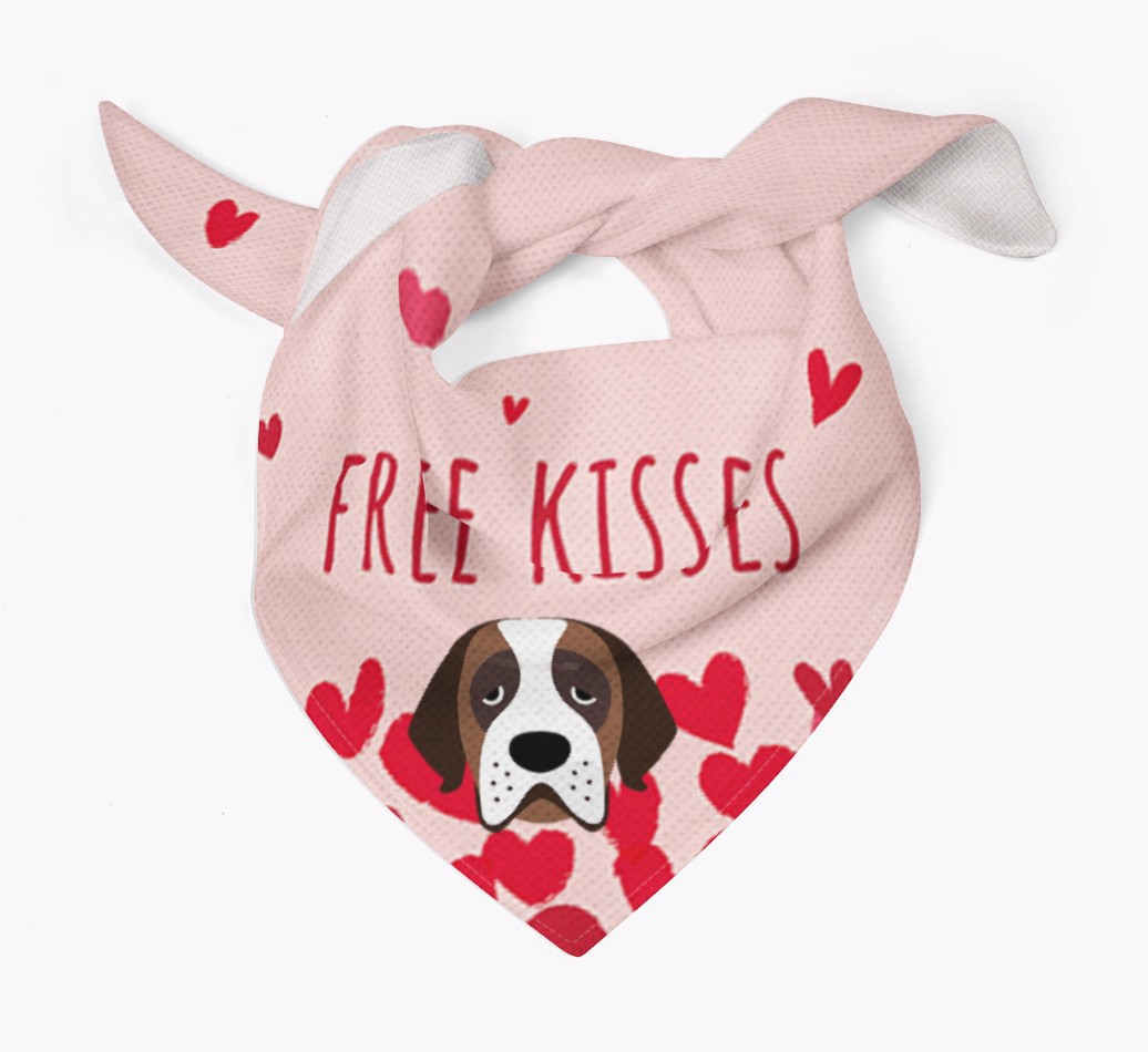 Free Kisses : Personalized {breedFullName} Bandana - Tied bandana