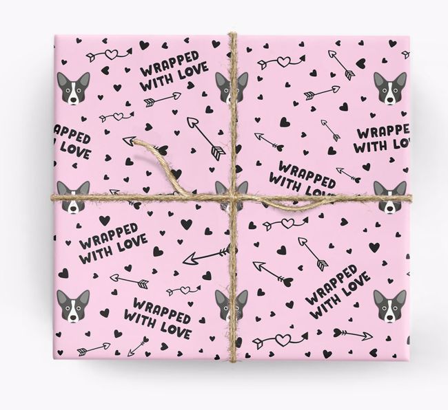 'Wrapped With Love' Wrapping Paper with {breedFullName} Icons