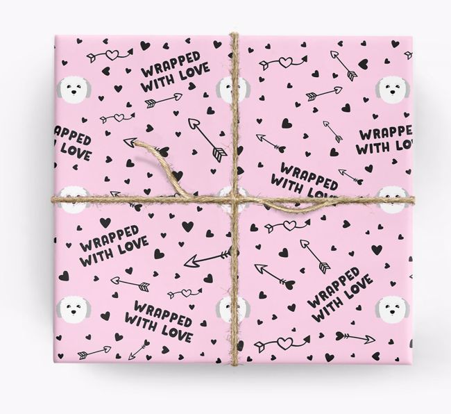 'Wrapped With Love' Wrapping Paper with {breedFullName} Icons