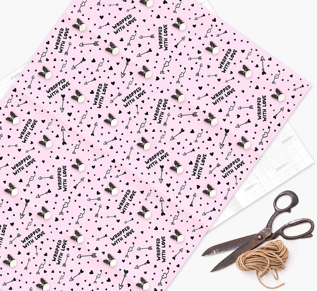 'Wrapped With Love' - Personalized {breedFullName} Wrapping Paper - flat