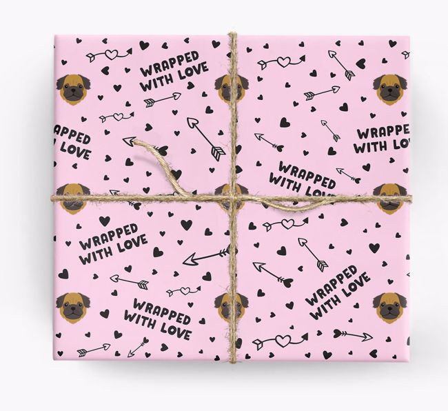 'Wrapped With Love' Wrapping Paper with {breedFullName} Icons
