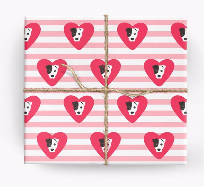 Wrapping Paper with Hearts and {breedFullName} Icons