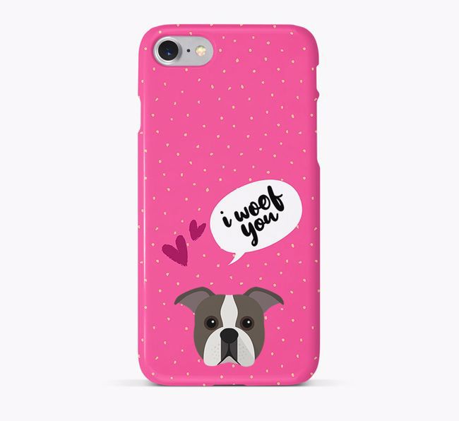 'I Woof You!' Pattern Phone Case with {breedFullName} Icon