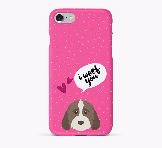 'I Woof You!' Pattern Phone Case with {breedFullName} Icon