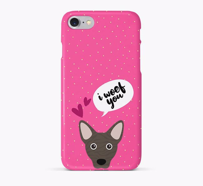 'I Woof You!' Pattern Phone Case with {breedFullName} Icon